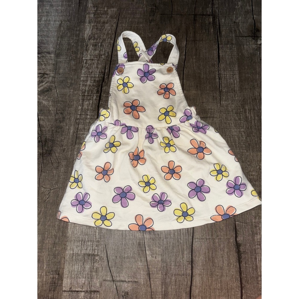 Pekkle Baby Girl Floral Jumper Dress Cream Purple Yellow 24 Months